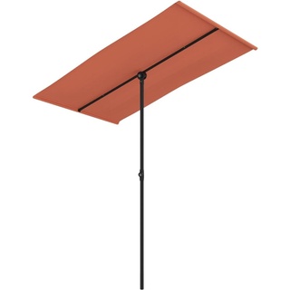 vidaXL Sonnenschirm mit Aluminium-Mast Höhenverstellbar Drehbar Ampelschirm Gartenschirm Marktschirm Strandschirm Schirm Sonnenschutz 180x110cm Terracotta-Rot
