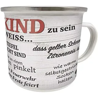 Emaille Becher 0,5 L - ICH BIN STOLZ EIN DORFKIND ZU SEIN - EB29 TASSE