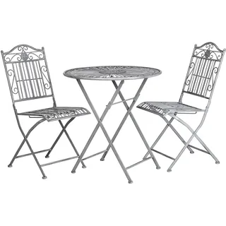BUTLERS Gartenmöbel 3er Set Klappstühle und runder Tisch -Terrace Hill- Möbelset aus Eisen für 2 Personen | Indoor Outdoor Wetterfest Möbel für Balkon, Terrasse, Garten