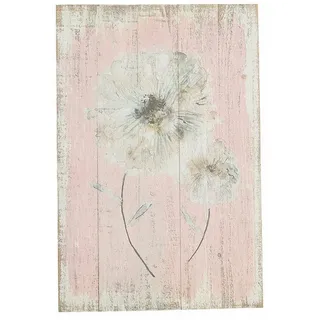 Loberon Dekoboard Lumeron, Zartes Blütenmotiv, im Vintage-Stil, zum Hängen oder Anlehnen, Nostalgischer Look, Wanddekoration, Tannenholz, Eisen, rosa/antikweiß