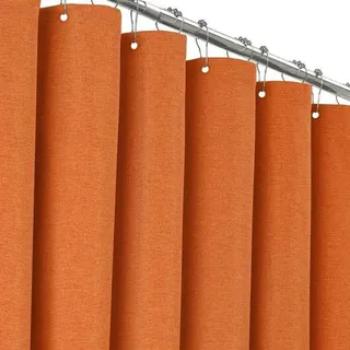 Famanu Duschvorhang Burnt Orange 180x200 cm - Leinenstruktur, Anti-Schimmel, Waschbar, Wasserabweisend