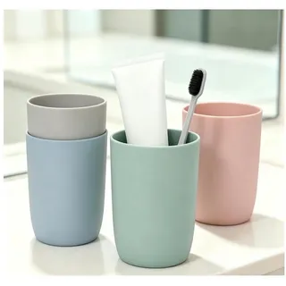 LuxusKollektion Zahnputzbecher Zahnputzbecher Kinder 4er Set Mehrfarbig 280ml, (4-St) bunt