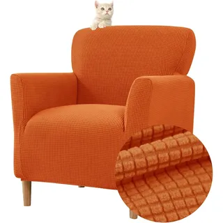 FZKun Stretch Sesselbezug Sesselhusse Elastische Jacquard Sofaüberzug Clubsessel Sessel Bezug, Weicher Sesselschoner mit Armlehne Sitzbezug Für Sessel Mit Armlehne Hussen Für Sessel (Orange)