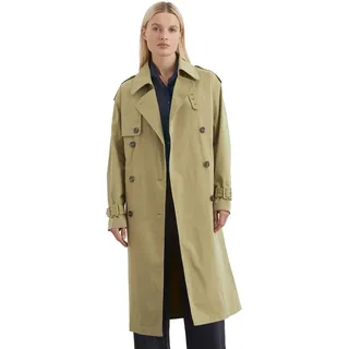 Trenchcoat MARC O'POLO "aus kompaktem Twill", Damen, Gr. 38, forest sand, Obermaterial: 60% Baumwolle, 37% Polyamid, 3% Elasthan; Füllung: 100% Nicht verfügbar; Futter: 60% Baumwolle, 37% Polyamid, 3% Elasthan, unifarben, casual, regular fit, Langarm, Mäntel