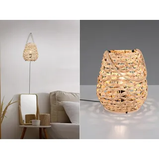 Skandinavische Nachttischlampe für Sideboard & Kommoden, Korblampe Seegras Natur