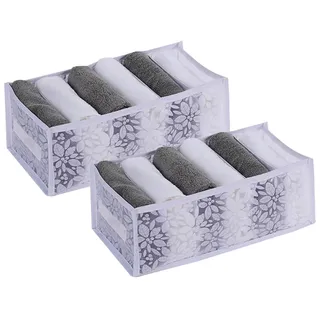 Unterwäsche-Organizer, 2 Stück Mesh Kleideraufbewahrung Organizer Box, Atmungsaktiv Aufbewahrungsbox mit Fächern, für Socken, BHs, Unterhosen, Faltbar, Kleiderschrank Organizer, 6/9 Gitter