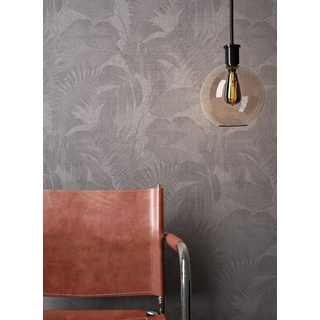 Newroom Vliestapete, Grau Tapete Dschungel Floral - Blumentapete Mustertapete Braun Taupe Blätter Modern für Schlafzimmer Wohnzimmer Küche grau