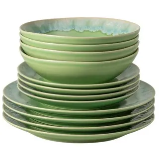 Costa Nova Geschirr-Set Taormina, Suppenschale, Casafina (by Costa Nova) - Lime Green (12-tlg), 4 Personen, Keramik, Hohe Brenntemperaturen, porenfrei hygienisch, wärmeschockbeständig grün