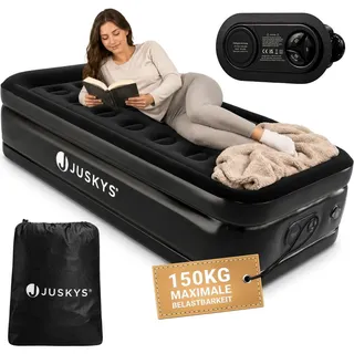 Juskys Luftmatratze Sapri M in Schwarz - 1 Personen Luftbett selbstaufblasend - integrierter Pumpe