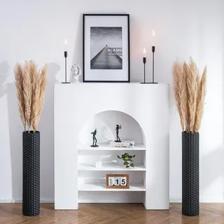 Sziqiqi Bodenvase Groß Schwarz Modern: 70 cm Hohe Große Bodenvasen für Wohnzimmer - Metall Bodenvase XXL Set von 2 - Dekorative Vase Groß für Boden für Schlafzimmer Küche Kamin Ecke