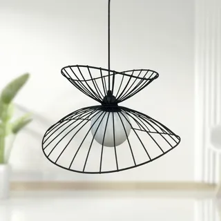 bamyum Vertigo Lampe 100% Metall Hängelampe Schwarz Ø50 cm 1 flammig, Küchenlampe Hängend Schwarz, Lampenschirm Pendelleuchte Esstisch Wohnzimmer