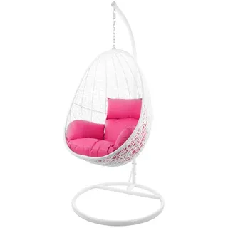 KIDEO Hängesessel Hängesessel CAPDEPERA, Schwingsessel mit Gestell und Kissen in weiß, mit Gestell und Kissen rosa