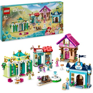 LEGO Disney Princess: Disney Prinzessinnen Abenteuermarkt, Haus-Spielzeug mit 4 Puppen inkl. Cinderella und Arielle, Spielset mit Schatzkarte, Geschenk für Mädchen und Jungen ab 6 Jahren 43246