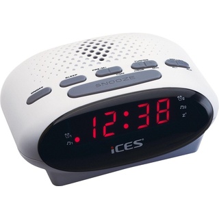Lenco Radiowecker ICR-210 FM-Uhrenradio mit 2 Weckzeiten und Schlummerfunktion weiß 
