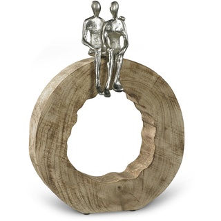 Skulptur Holz Be Together 39x28x6 cm Zusammen Sein Gemeinsam Deko Silber Figur