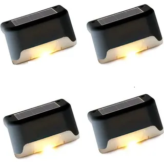 INF 4er-Pack automatisches Ein-/Aus-Solar-Weißlicht für Innenhöfe, Zäune, Geländer, Stufen Schwarz