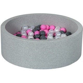 Bällebad Ballpool Kugelbad Bällchenbad Bällchenpool Kinder Pool mit 150 Bällen (Farbe der Bälle: perlweiß, rosa, grau)