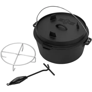 bbqboss BBQ 9 Liter, Eingebrannter Feuertopf aus Gusseisen,