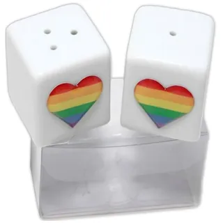 Pride KERAMIK-SALZ- UND PFEFFERSTREUER MIT LGBT-FLAGGE, Pfeffermühle + Salzmühle, Mehrfarbig