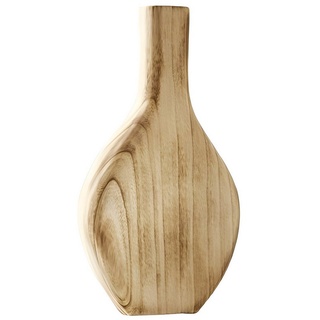 Dekoleidenschaft Dekovase Wood, flach, aus naturbelassenem Paulownia Holz, 34 cm hoch, Vase für Trockenblumen, Holzvase, Tischvase