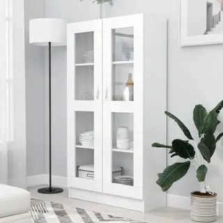 Vitrinenschrank Bücherschrank Aktenschrank Büroschrank Vitrine Schrank Bücherregal Sideboard Weiß 82,5x30,5x150 cm Holzwerkstoff 82.5 x 30.5 x 150