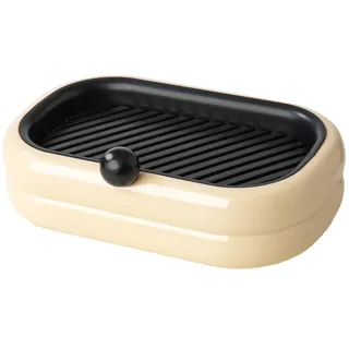 Seifenschale zur Wandmontage mit Ablauf, Seifenhalter zum Kleben für Badezimmer Dusche & Küche - Ohne Bohren, PP-Material, Abtropfschale für Seife & Spülschwamm, Beige (150 g)