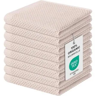 Küchenhandtücher Baumwolle 8er Set 30 x 30cm (8 Stück) Beige