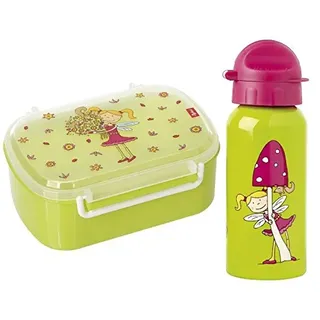 Sigikid Brotdose und Trinkflasche Florentine I inkl. Geschenkverpackung I Schulanfang I Kindergarten I Mädchen I Brotzeitbox mit Trennwand