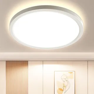 OTREN Deckenlampe LED Deckenleuchte Flach, IP44 Modern 20W Badezimmer Lampe, 4000K Rund Badlampe Decke für Bad Flur Schlafzimmer Balkon Wohnzimmer Küche Keller, Ø21.8CM