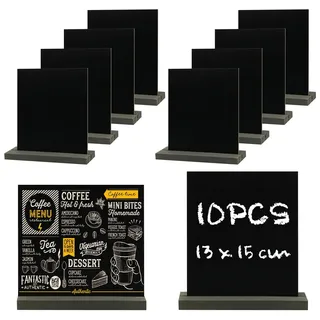 10 Stück Schiefertafel zum Beschriften,Aufsteller Kreidetafel Klein,Mini Kreidetafel Set,mit Sockel Doppelseitige Buffet Schilder Preisschilder für Geburtstag Hochzeit Bar Café 13 x 15 cm