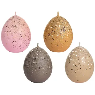 Dekohelden24 Formkerze Ostereikerzen 4er, Osternest mit Eikerze, verschieden Farben und Ausfü (4-tlg), Kerzen im Osterei-Design, pastellrosa rosa