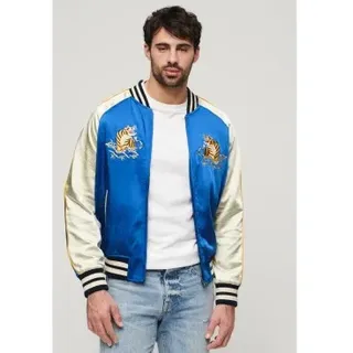 Superdry für Herren. M5011855A Sukajan Bomberjacke blau (L), Lässig, Polyester, Langarm