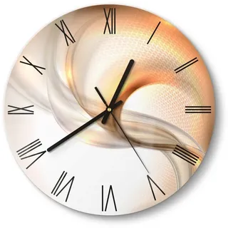 DEQORI Wanduhr 'Schwingungen im Licht' (Glas Glasuhr modern Wand Uhr Design Küchenuhr) beige 30 cm x 30 cm