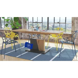 Grand Noir Couchtisch ausziehbar höhenverstellbar 120/180cm in Eiche Artisan / Anthrazit matt modern vielseitig Wohnzimmertisch Esstisch Beistelltisch Sofatisch platzsparend hochwertig Wohnzimmer