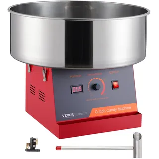 Vevor Elektrische Zuckerwattemaschine, 1000 W Zuckerwattegeräte, Kommerzielle Zuckerwattemaschine mit Edelstahlschüssel & Zuckerlöffel, Perfekt für Kindergeburtstage zu Hause, Familienfeiern (Rot)