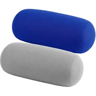 2er Pack Mikroperlen Kissen Rolle (30 x 16 cm) – Nackenrollen weich & elastisch – Microbead Roll Pillow für Schlafen, Reise & Büro – Nackenkissen zur Entspannung von Kopf, Nacken & Rücken (Grau, Blau)