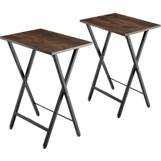 Tectake 2er Set Beistelltische Phoenix klappbar Industrial Holz Dunkel, Rustikal