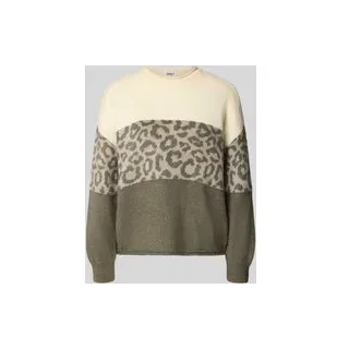 Relaxed Fit Pullover mit Leoparden-Muster Modell 'JADE', Oliv, M