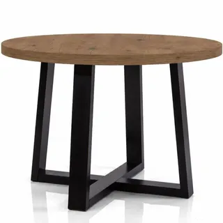 Runder Tisch TERRA Ø 90 cm – nicht ausziehbar – Lancelot-Eiche /Schwarz – für 4 Personen – Wohn- und Esszimmertisch – Beine aus Massivholz - Schwarz