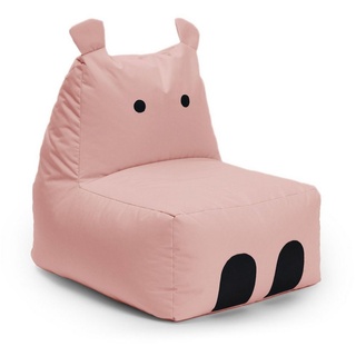 Lumaland Sitzsack Kinder Hippo Tier Kissen 80x70x65 cm (1x Kindersitzsack), Wohlfühl Sitzkissen, süßes Motiv, Kids, pflegeleicht rosa