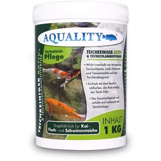 AQUALITY Teichreiniger & Teichschlammentferner (Wirkt innerhalb von Minuten - Teichschlamm, Laub, Futterreste und Tannennadeln), Inhalt:1 kg