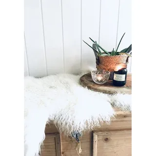 Hollert Tibet Fellteppich Ø 90 cm Weiß