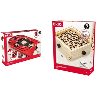 BRIO Spiele 34017 Holz-Flipper Space Safari - Pinball als Holzspielzeug für Kinder & 34000 Labyrinth - Der schwedische Geschicklichkeits-Klassiker