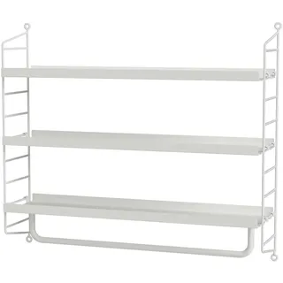 Wandregal mit drei Metallböden und Stange Weiß