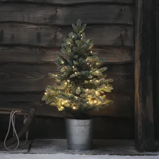 Lights4fun 90cm Outdoor Tannenbaum LED Mini Weihnachtsbaum beleuchtet Künstlicher Tannenbaum Außen Deko Weihnachten Christbaum Outdoor