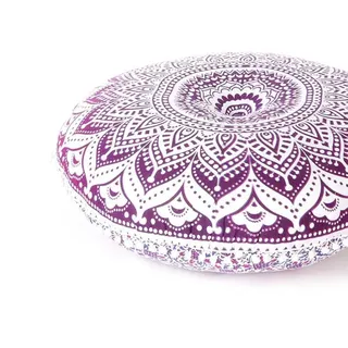 Eyes of India - 32" Bodenkissen Meditation Kissen Sitz Abdeckung Mandala Überwurf Rund Bunt Dekorative Böhmisch Akzent Boho Chic Hundebett Indische Handarbeit Abdeckung