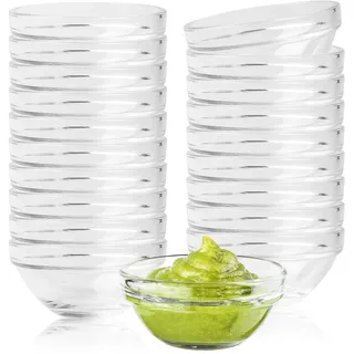 GOMETY 20 Stück Kleine Dipschalen Ø 7,5 cm, Glasschüssel 75 ml Runde Mini Dip Schälchen kleine Glasschalen Schale für Konfitüre Saucen Toppings Gewürze Tapas Vorspeisen Dipschalen Set