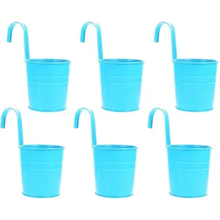 Riyashop 3er & 6er Set Blumentopf Hängetopf Pflanztopf töpfe Blumen Kräutertopf Zink bunt (Türkis, 3er Set)