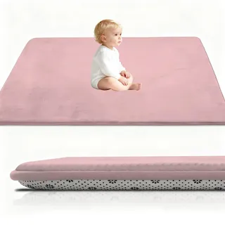 Stqyeiw 3cm Dicke Krabbelmatte Baby, Spielmatte Baby 150 x 150 cm Rosa Teppich für Kinderzimmer mit Memory-Schaum, Rutschfester Unterseite Krabbeldecke, Kinderteppich, spielteppich Kinder