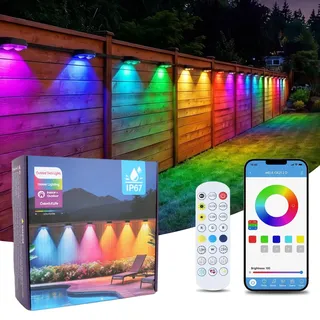 homchy RGBWIC Gartenbeleuchtung Außen 15M,Smarte Lichterkette mit APP & Fernbedienung,IP67 Wasserdicht,Musiksync,RGBW Farbwechsel,Timerfunktion & DIY Modi für Terrasse,Balkon und Garten